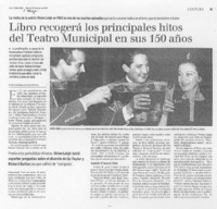 Libro recogerá los principales hitos del Teatro Municipal en sus 150 años