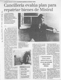Cancillería evalúa plan para repatriar bienes de Mistral
