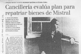 Cancillería evalúa plan para repatriar bienes de Mistral