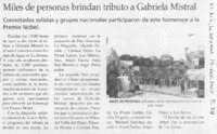 Miles de personas brindan tributo a Gabriela Mistral