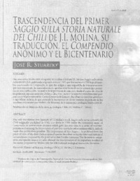 Trascendencia del primer Saggio sulla storia naturale del Chili