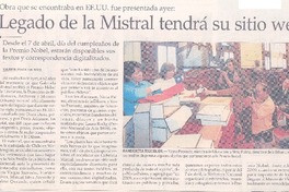 Legado de la Mistral tendrá su sitio web