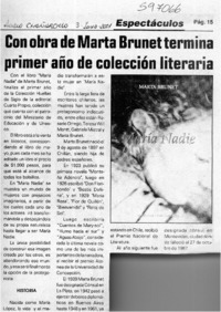 Con obra de Marta Brunet termina primer año de colección literaria  [artículo]
