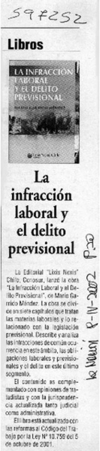 La infracción laboral y el delito previsional  [artículo]