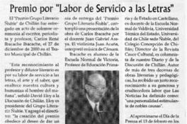 Premio por "Labor de Servicio a las Letras"  [artículo]