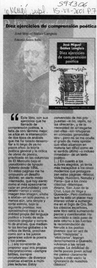 Diez ejercicios de comprensión poética  [artículo]