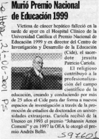 Murió Premio Nacional de Educación 1999  [artículo]
