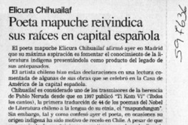 Poeta mapuche reivindica sus raíces en capital española  [artículo]