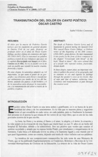 Transmutación del dolor en canto poético, Oscar Castro  [artículo] Isabel Vilches Contreras