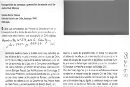 Desaparición de personas y presunción de muerte en el Derecho Civil Chileno  [artículo] José Joaquín Ugarte Godoy