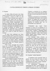 Cavilaciones en torno a Omar Cáceres  [artículo] Ignacio Herrera González
