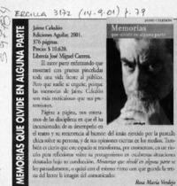 Memorias que olvidé en alguna parte  [artículo] Rosa María Verdejo