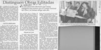 Distinguen obras editadas  [artículo]