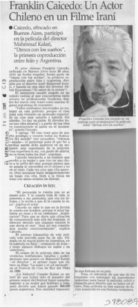 Franklin Caicedo, un actor chileno en un filme iraní  [artículo]