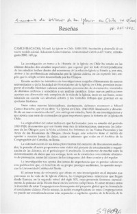 La iglesia en Chile 1840-1920  [artículo] Fernando Aliaga Rojas