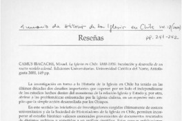 La iglesia en Chile 1840-1920  [artículo] Fernando Aliaga Rojas