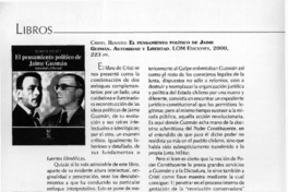 El pensamiento político de Jaime Guzmán  [artículo] Hermes Benítez H.