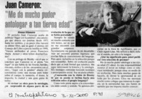 Juan Cameron, "me da mucho pudor antologar a tan tierna edad"  [artículo] Ximena Villanueva