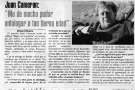 Juan Cameron, "me da mucho pudor antologar a tan tierna edad"  [artículo] Ximena Villanueva