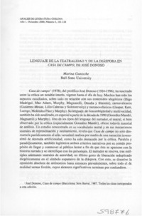 Lenguaje de la teatralidad y de la diáspora en Casa de campo, de José Donoso  [artículo] Mariana Guntsche