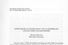 Lenguaje de la teatralidad y de la diáspora en Casa de campo, de José Donoso  [artículo] Mariana Guntsche