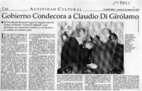 Gobierno condecora a Claudio Di Girólamo  [artículo]