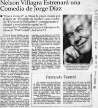 Nelson Villagra estrenará una comedia de Jorge Díaz  [artículo]
