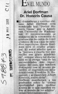 Ariel Dorfman Dr. Honoris Causa  [artículo]