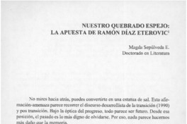 Nuestro quebrado espejo, la apuesta de Ramón Díaz Eterovic  [artículo] Magda Sepúlveda E.