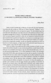 Desde Chile a Israel, La muerte y la doncella por el teatro "Habima"  [artículo] Bilha Blum