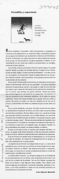 Pesadilla y esperanza  [artículo] Luis Alberto Mansilla