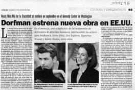 Dorfman estrena nueva obra en EE.UU.  [artículo]