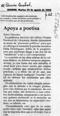 Apoya a poetisa  [artículo]