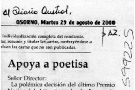 Apoya a poetisa  [artículo]
