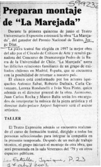 Preparan montaje de "La marejada"  [artículo]