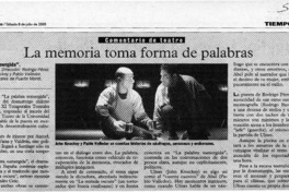 La memoria toma forma de palabras  [artículo] Marietta Santí