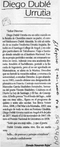 Diego Dublé Urrutia  [artículo] Hernán Navarrete Rojas