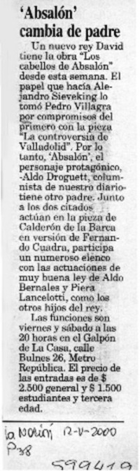 "Absalón" cambia de padre  [artículo]