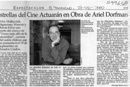 Estrellas del cine actuarán en obra de Ariel Dorfman  [artículo] Soledad Marambio