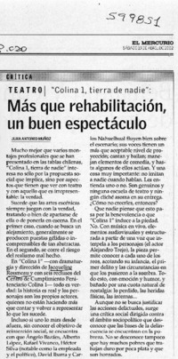 Más que rehabilitación, un buen espectáculo  [artículo] Juan Antonio Muñoz