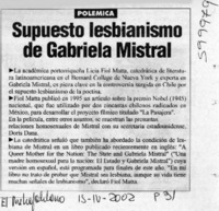 Supuesto lesbianismo de Gabriela Mistral  [artículo]