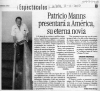 Patricio Manns presentará a Américas, su eterna novia  [artículo] Cristián Arévalo Iturriaga