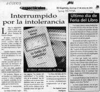 Interrumpido por la tolerancia  [artículo] Gabriel Castro Rodríguez