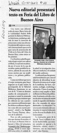Nueva editorial presentará texto en Feria del Libro de Buenos Aires