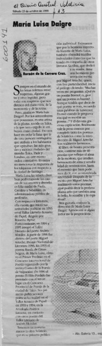 María Luisa Daigre  [artículo] Hernán de la Carrera Cruz