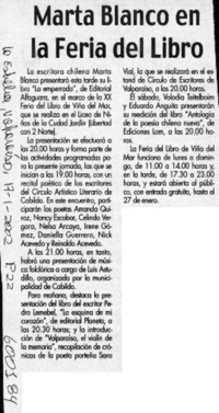 Marta Blanco en la Feria del Libro  [artículo]