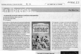 Los mitos de los dioses griegos (contados por Demetrio)  [artículo] Rita Cox