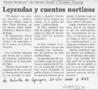 Leyenda y cuentos nortinos  [artículo]