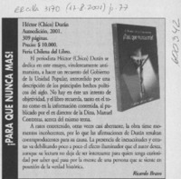 ¡Para que nunca más!  [artículo] Ricardo Bravo