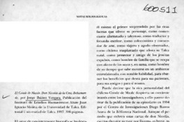 Don Nicolás de la Cruz Bahamonde  [artículo] Sergio Martínez Baeza